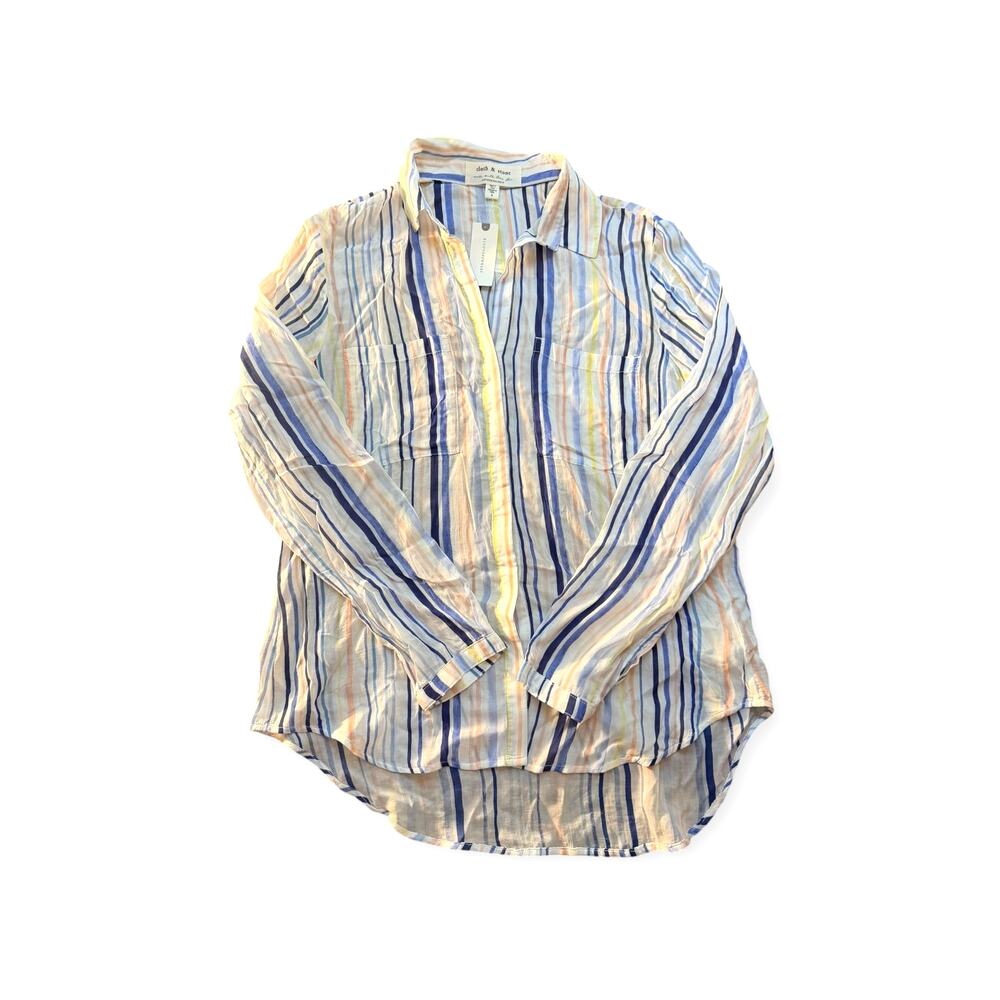 Cloth & Stone x Anthropologie Button Down Striped Shirt Size S NEW